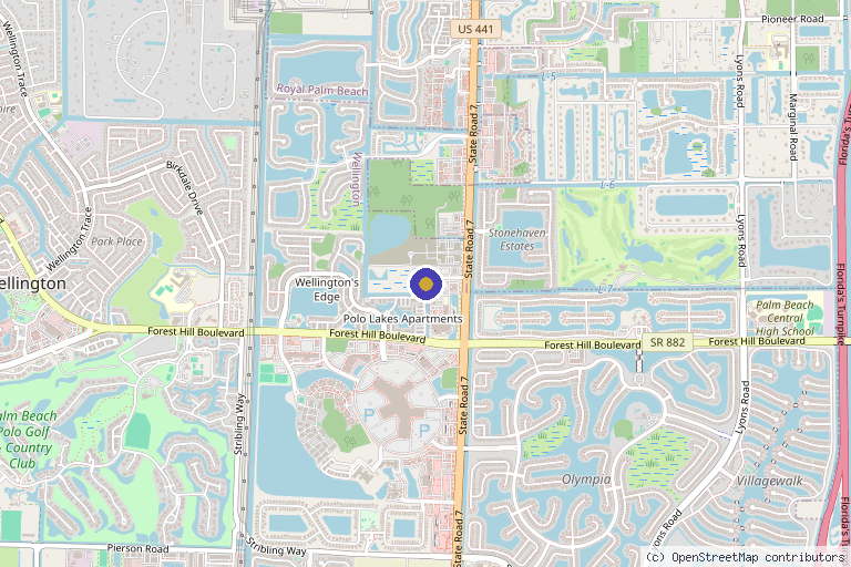 Map showing the location of Palm Beach Anti Aging and Regenerative Medicine, LLC in Wellington, FL