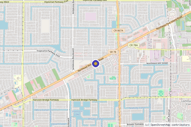Map showing the location of Slim Drip Wellness & Spa in Cape Coral, FL