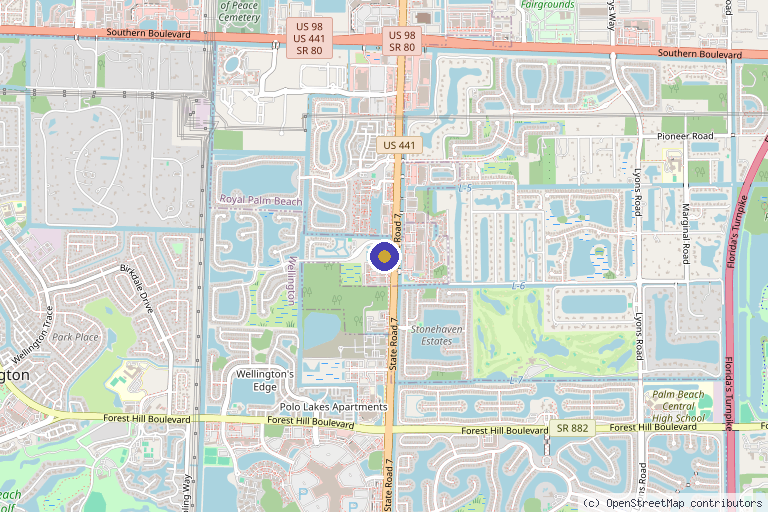 Map showing the location of LA Medical and Aesthetics in Wellington, FL
