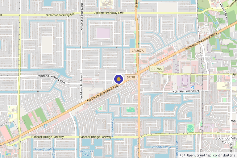 Map showing the location of CG Aesthetics in Cape Coral, FL