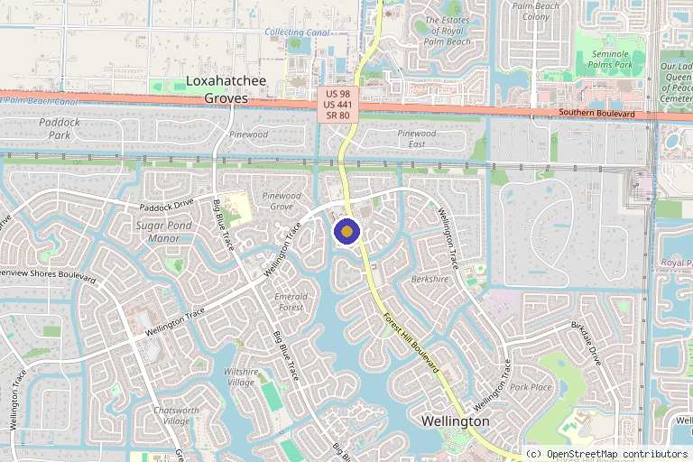 Map showing the location of New Age Health and Wellness in Wellington, FL