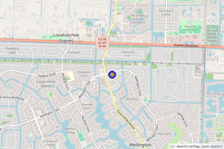 Map showing the location of Calla Genics - Sexual Wellness Center in Wellington, FL