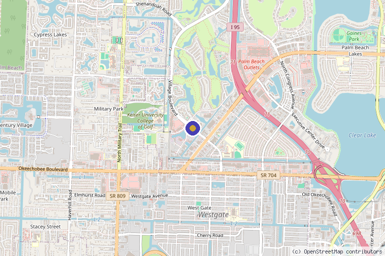 Map showing the location of Palm Beach Regenerative Sport and Spine in West Palm Beach, FL