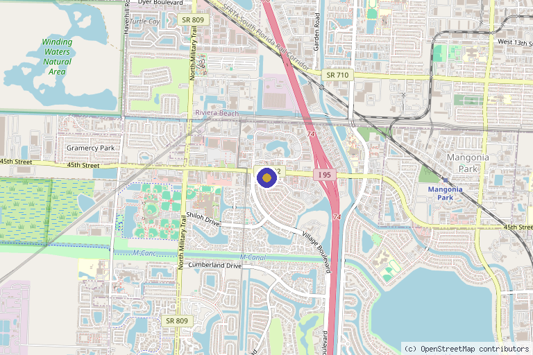Map showing the location of STEMS Health in West Palm Beach, FL