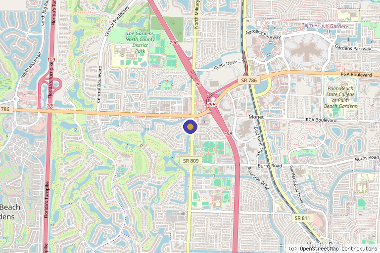 Map showing the location of Youthful Balance Medical Center in Palm Beach Gardens, FL
