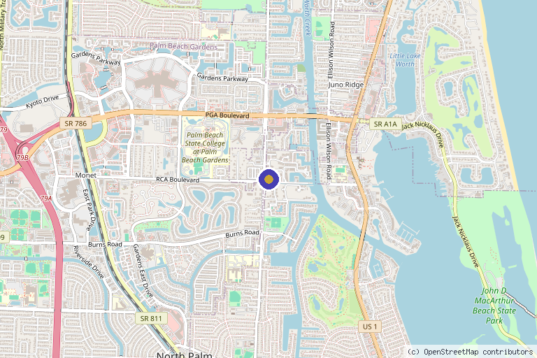 Map showing the location of 23 Aesthetics in Palm Beach Gardens, FL