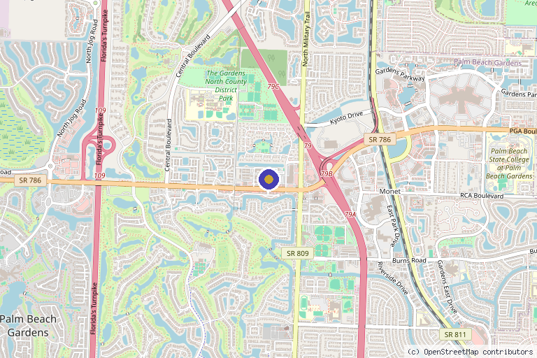 Map showing the location of Nouveau Health & Wellness in Palm Beach Gardens, FL