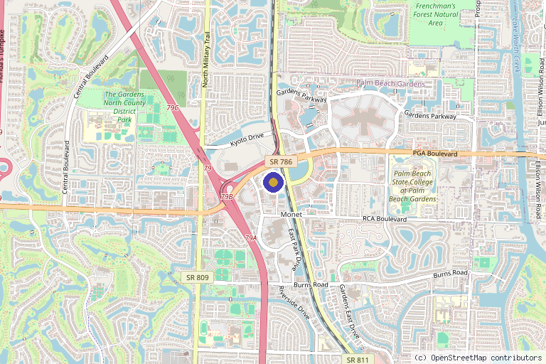Map showing the location of Laser Skin & Wellness - Palm Beach Gardens in Palm Beach Gardens, FL