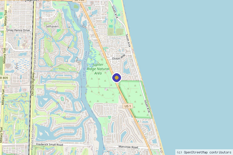 Map showing the location of Jupiter Dermatology & Hair Restoration in Jupiter, FL