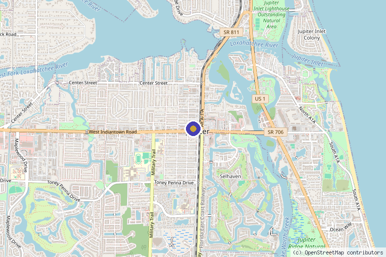 Map showing the location of Body and Brain Integrative Care in Jupiter, FL
