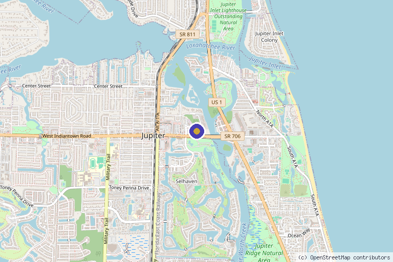 Map showing the location of Begin Anew - Aesthetics & Wellness in Jupiter, FL
