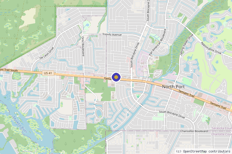 Map showing the location of Cornerstone Integrated Healthcare in North Port, FL