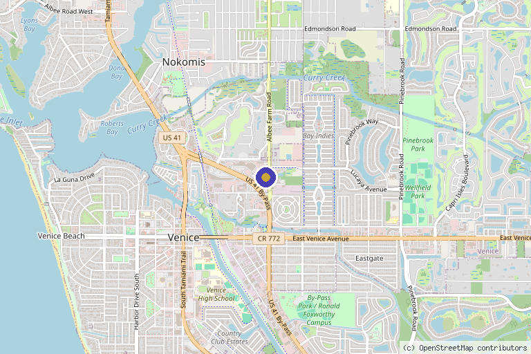 Map showing the location of Johnson Medical Center Venice in Venice, FL