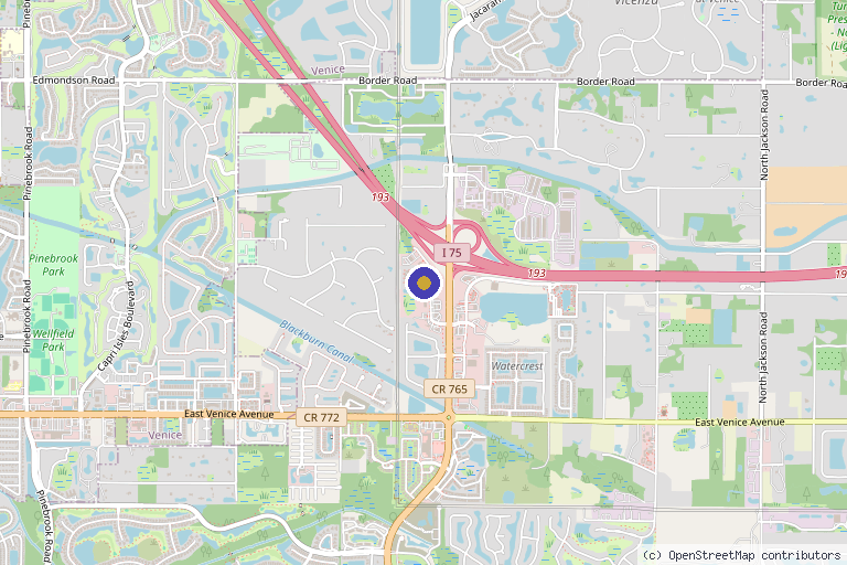 Map showing the location of REJUVA Dermatology, Cosmetic & Weight Loss Center in Venice, FL