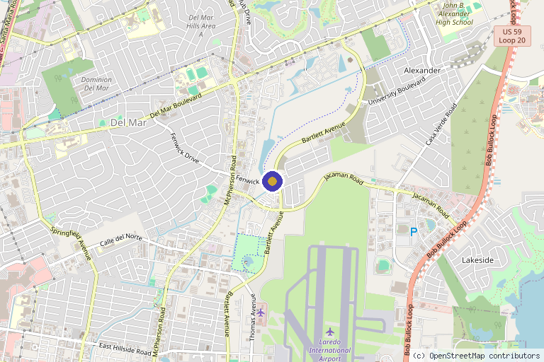 Map showing the location of Honey by Nurse Jett Med Spa in Laredo, TX