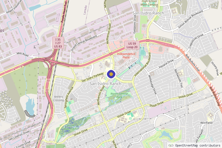 Map showing the location of Healogics, LLC in Laredo, TX