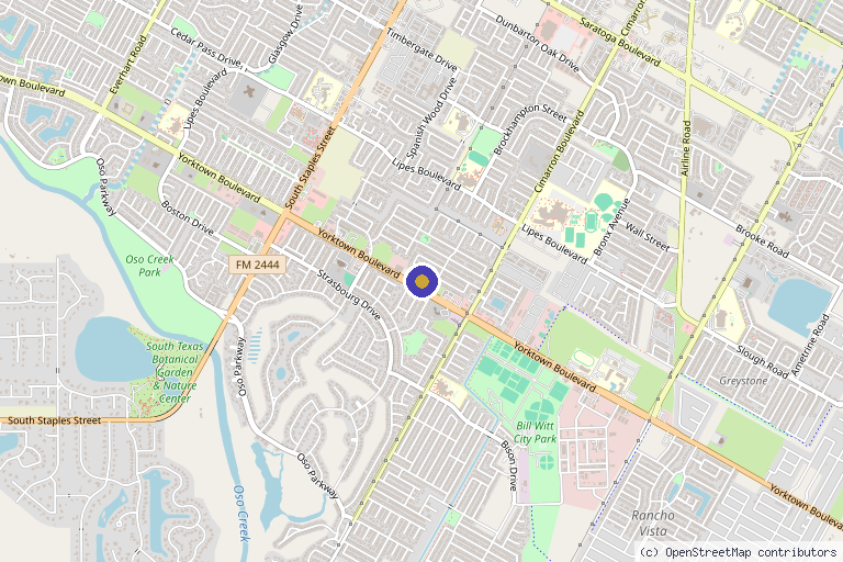 Map showing the location of The G Spa in Corpus Christi, TX