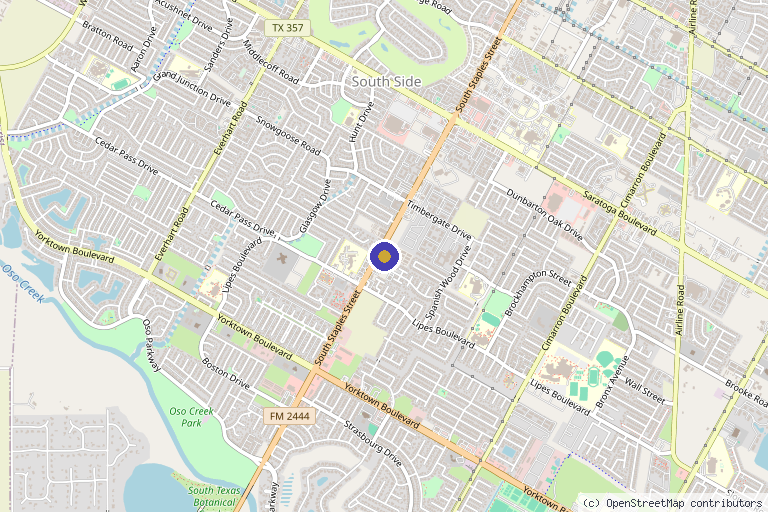 Map showing the location of Halcyon Med Spa in Corpus Christi, TX
