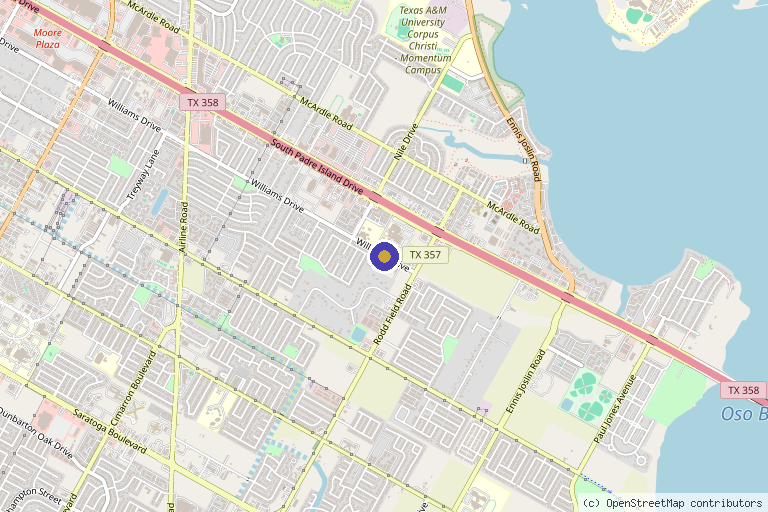Map showing the location of Coastal Bend Pain Management in Corpus Christi, TX