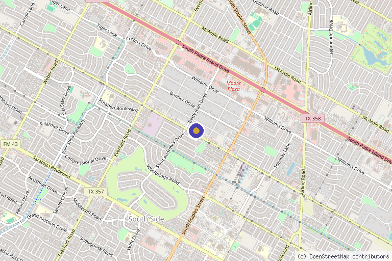 Map showing the location of Oceana Luxe Medspa in Corpus Christi, TX