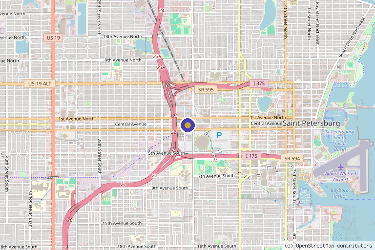 Map showing the location of Optimal Wellness St. Pete in St. Petersburg, FL