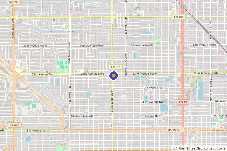 Map showing the location of Vitality Medical and Longevity Center in St. Petersburg, FL