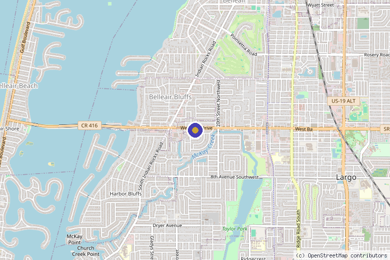 Map showing the location of Peak Performance Medical Center in Largo, FL