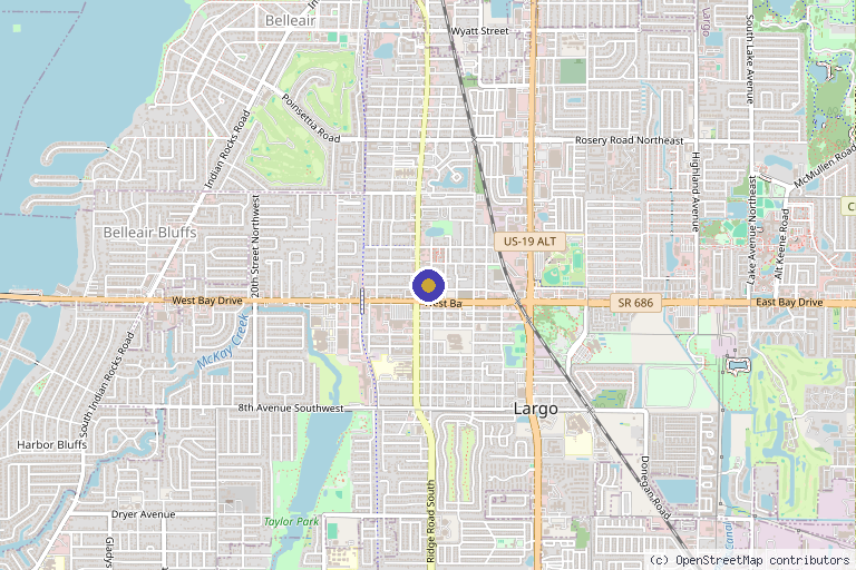 Map showing the location of Golden Glow Medical Spa in Largo, FL