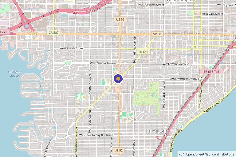 Map showing the location of PRAMAH Performance & Longevity Medicine in Tampa, FL