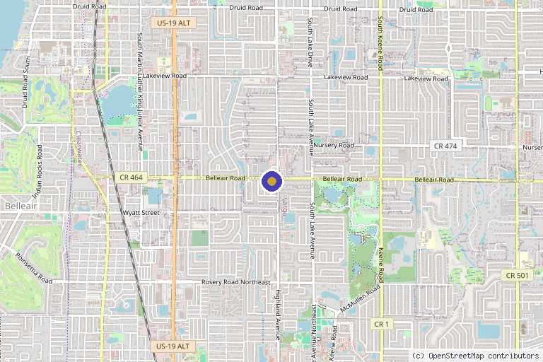 Map showing the location of Aria Med Spa in Clearwater, FL