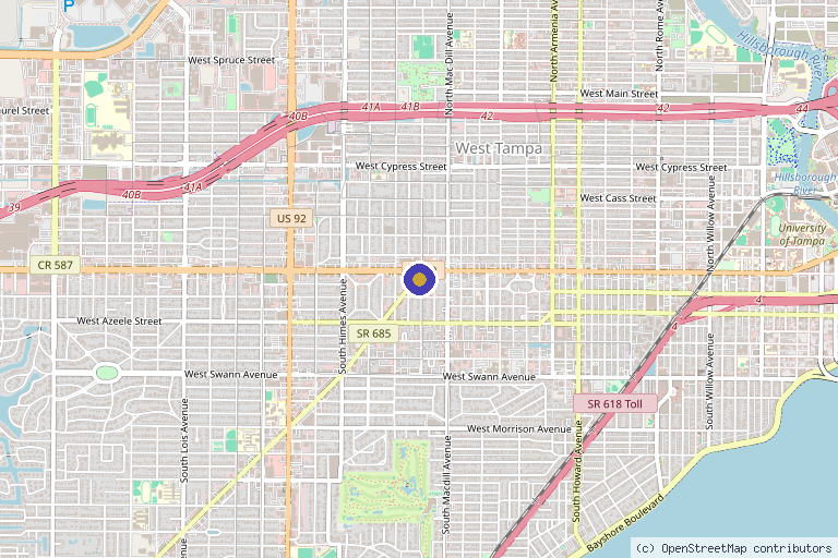 Map showing the location of ORO MedSpa in Tampa, FL