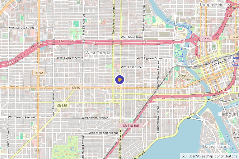 Map showing the location of Reboot Vitality in Tampa, FL