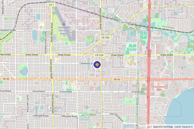 Map showing the location of Tide Med Spa in Clearwater, FL