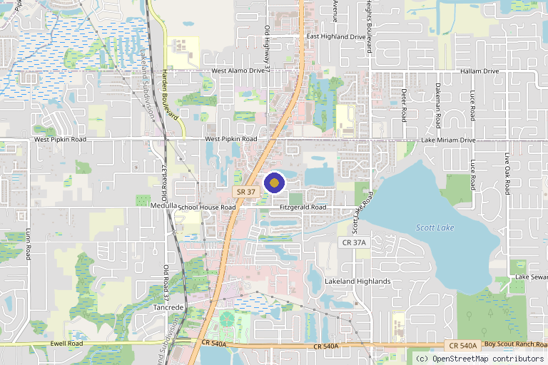 Map showing the location of Ageless Aesthetics & Wellness in Lakeland, FL
