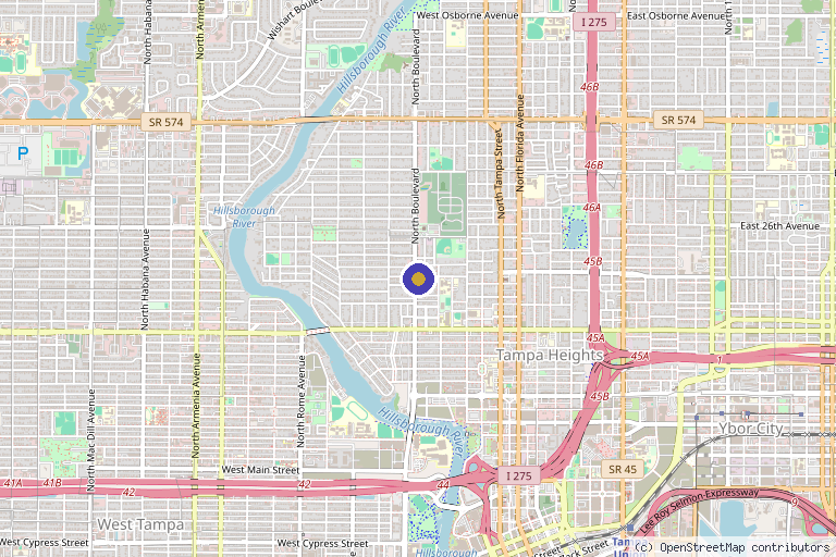 Map showing the location of Alonso Aesthetics & Wellness in Tampa, FL