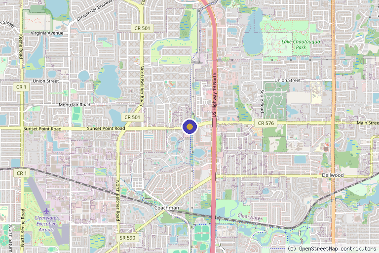 Map showing the location of Lux Injectables in Clearwater, FL