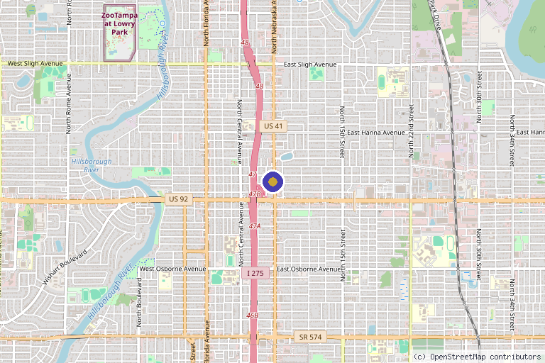 Map showing the location of Heightened Aesthetics in Seminole Heights (Tampa) and Lakewood Ranch in Tampa, FL