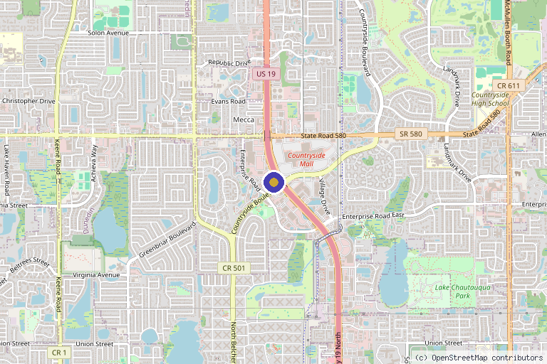 Map showing the location of Total Vitality Medical Group in Clearwater, FL