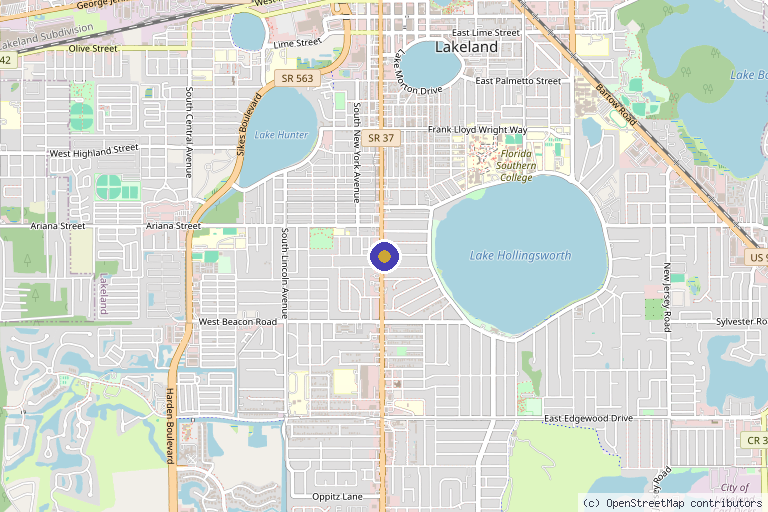 Map showing the location of Lakeland Aesthetics & Wellness in Lakeland, FL