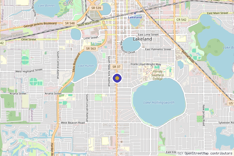 Map showing the location of Ayan Wellness in Lakeland, FL
