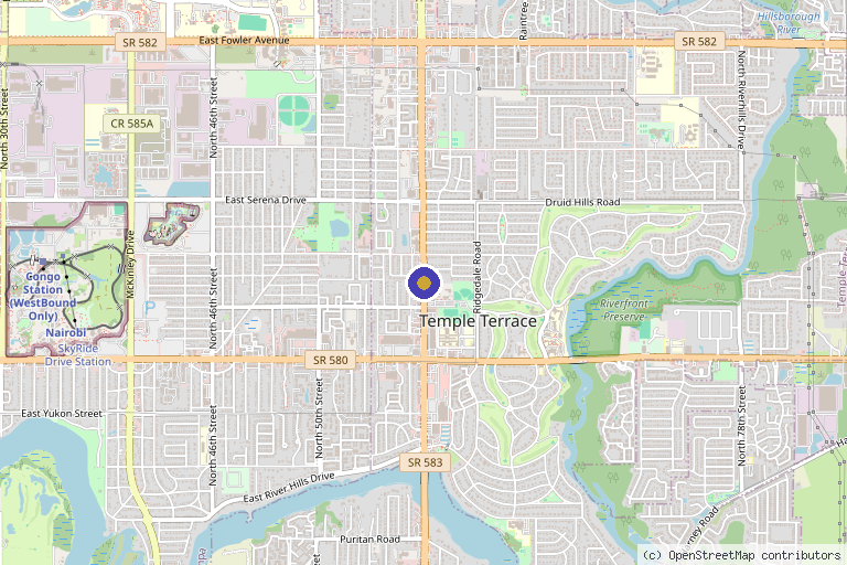 Map showing the location of Genesis Medical Clinic in Tampa, FL