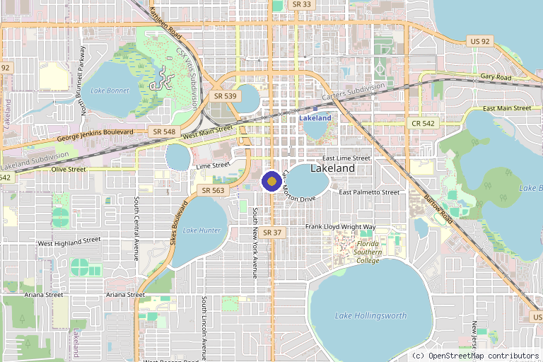 Map showing the location of Pain Medicine Inc in Lakeland, FL