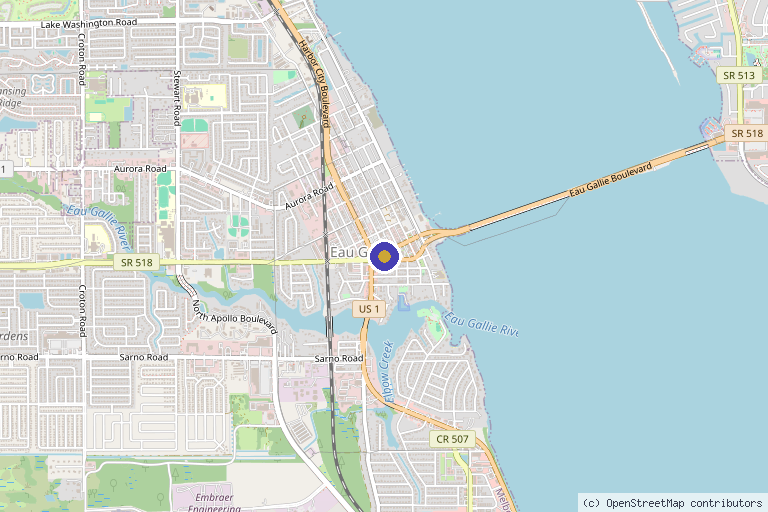 Map showing the location of Clevens Face and Body Specialists in Melbourne, FL