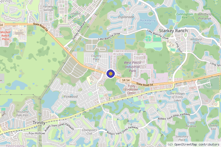 Map showing the location of Trinity Stem Cell Institute in Lakeland, FL