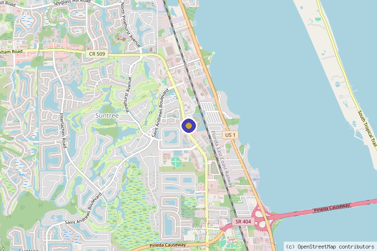 Map showing the location of Dermatology + Plastic Surgery: For Your Best Self in Melbourne, FL