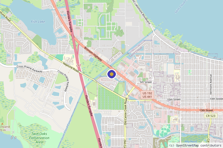 Map showing the location of Innovative Pain Solutions in St Cloud, FL