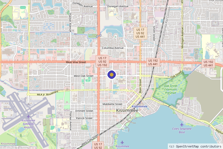 Map showing the location of Regenetics Health Institute, PA in Kissimmee, FL