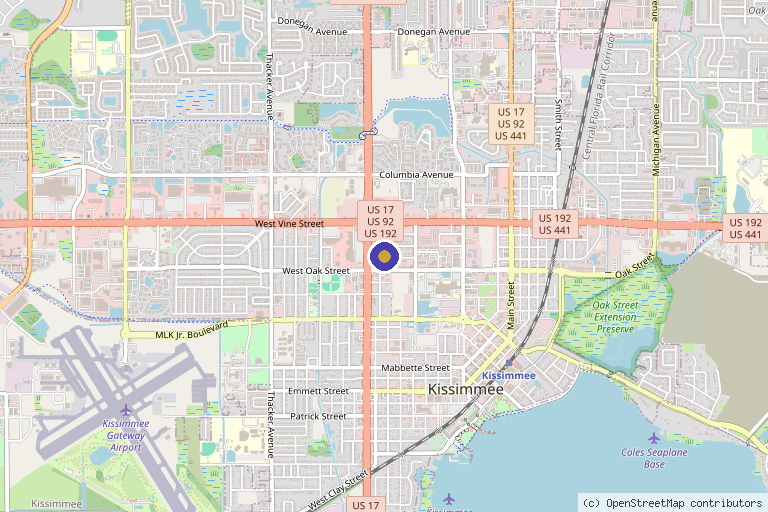 Map showing the location of Healing Skin Medical Aesthetics | Scar Camouflage, Stretch Mark & Areola Tattoo in Kissimmee, FL
