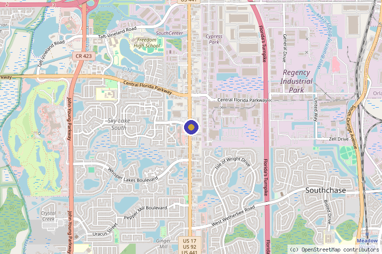 Map showing the location of Family Integrative Medicine in Orlando, FL