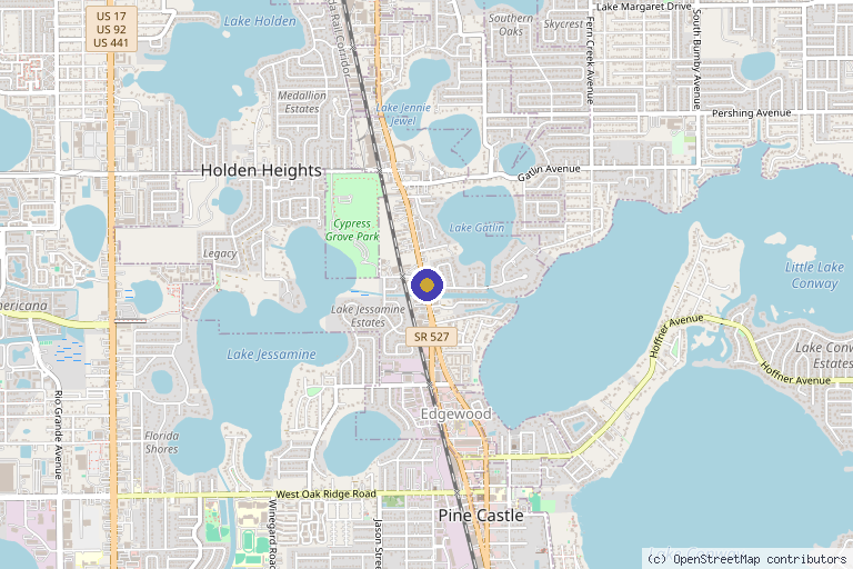Map showing the location of The Phoenix Clinique in Orlando, FL